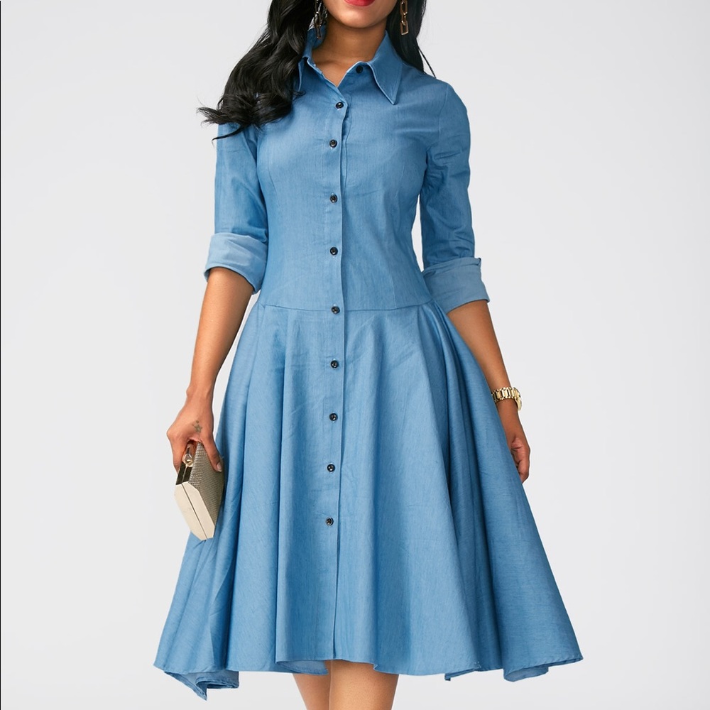 Denim/chambray button down dress